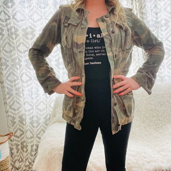 Free People Camouflage Coat Jacket Medium - Picture 3 of 9